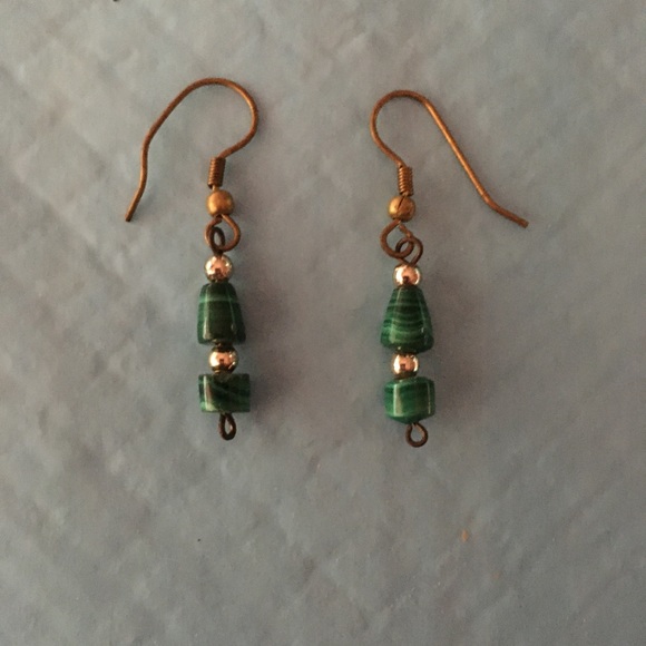 Malachite earrings with hooks - Picture 1 of 1